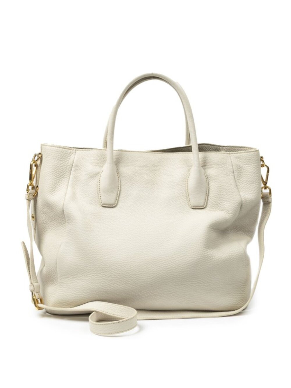 Prada Convertible Snap Button Tote Ivory Vitello Daino - Picture 5 of 10